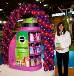 Scotts Miracle-Gro's trade marketing manager Jane Hartley with the new Flower Magic merchandiser.